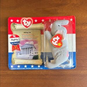Ty Righty the Elephant Beanie Baby - Gray